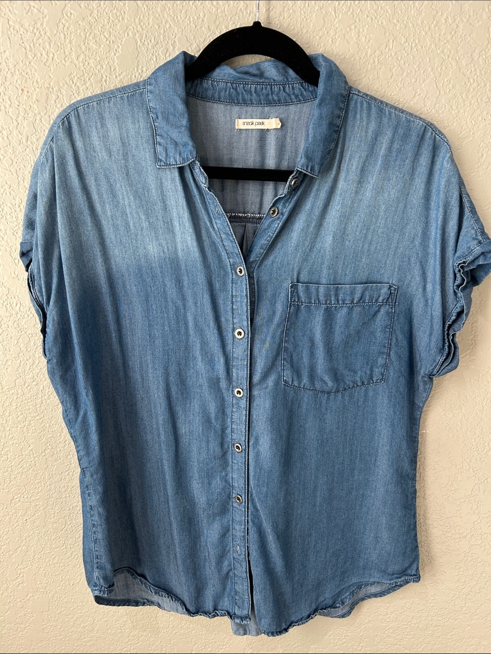 Sneak Peek Light Blue Denim Button-Front Women’s Shirt